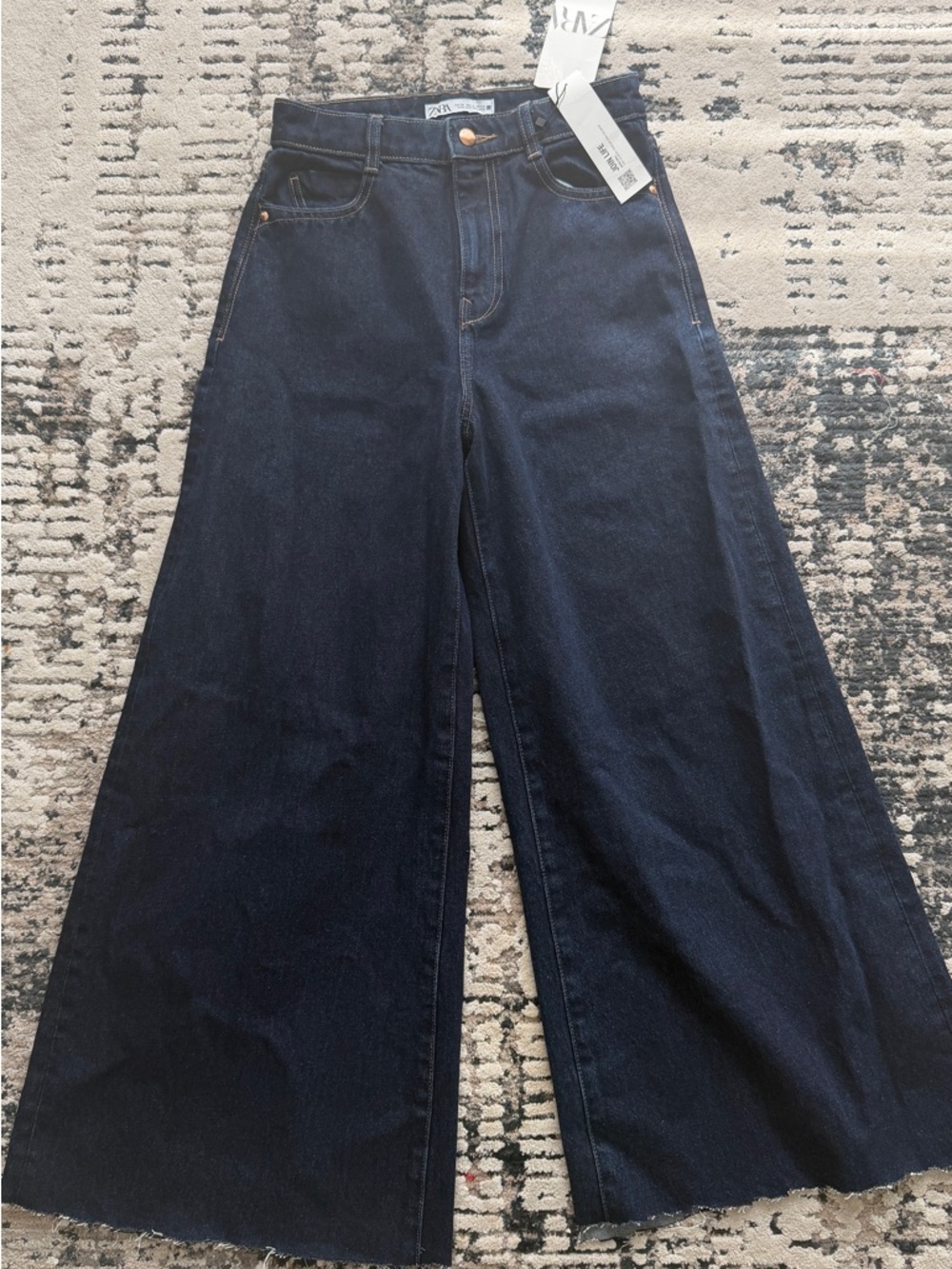 Zara Dark Indigo High-Rise Wide Leg Jeans